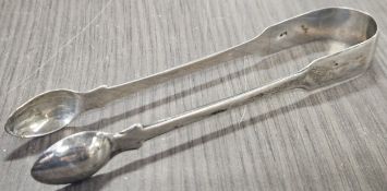 Pair of Georgian Hallmarked Silver Sugar Tongs, London Assay. Approx. 35g reasonable used condition