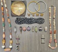 Quantity of Costume Jewellery Inc. Venetian Style Beaded Hat Pins, Necklaces, Stratton Compact,