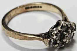 9ct Gold Dress Ring Set With Clear Stones, One Deficient. Approx. 2.8g used unchecked stone