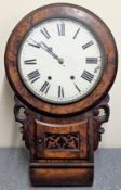 Walnut Veneered Wall Mounting Clock With Circular Dial, Roman Numerals. Approx. 65cms H used with