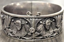 Topazio Portuguese Silver Coloured Relief Decorated Snap Bangle. Approx. 37g reasonable used