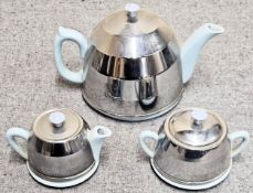 Beverley Vintage Three Piece Tea set with Metal Insulating Covers reasonable used condition