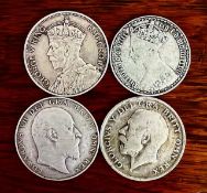 QUEEN VICTORIA FLORIN, GEORGE V SOUTHERN HALF CROWN PLUS TWO OTHER HALF CROWNS RHODESIA, TOTAL
