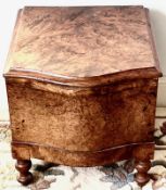 WALNUT POT CUPBOARD, SERPENTINE FRONT, SOME VENEER MISSING