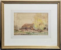 Claude Hayes (Irish, 1852-1922) Framed & Glazed Watercolour Depicting a Countryside Barn/Cottage.