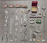 Quantity of Silver Coloured Mostly Costume Jewellery Inc. Small Mother of Pearl Cross Pendant
