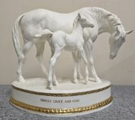 Royal Worcester Limited Edition Glazed & Unglazed Figure Group - Prince's Grace And Foal -