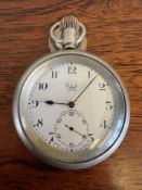 SILVER COLOURED RAILWAY POCKET WATCH, LIMIT No2 LNER 3852 ON REVERSE, TOP WIND, IN WORKING ORDER