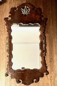 WALNUT AND GILDED FRAMED MIRROR, CIRCA 1900, APPROX 96 x 45cm
