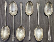 Set of 6 Hallmarked Silver Spoons, Sheffield Assay. Approx. 298g used need a clean