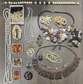 Quantity of Costume Jewellery, Amber Beads, Etc all used unchecked