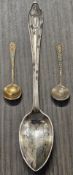 Pair of Pretty Russian (Soviet Union) 875 Silver Gilt Salt Spoons with Enamelled Decoration, Plus