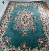CHINESE RUG OF JADE GREEN GROUND, APPROX 300 x 246cm
