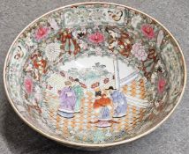 Large Oriental Famille Verte Glazed Ceramic Bowl. Character Mark to Underside. Approx. 36cms D