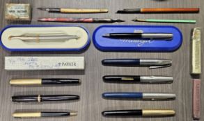 Quantity of Various Vintage Pens Inc. Parker Etc - One With 14K Gold Nib all used unchecked