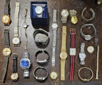 Art Deco Style Watch Face with Gold (?) Back, Plus Various Other Wristwatches all used unchecked