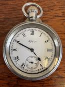 SILVER COLOURED RAILWAY POCKET WATCH, WALTHAM LNER 2693 ON REVERSE, SCREW BACK, WORKING ORDER