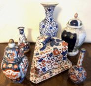 TWO IMARI VASES, GOOD CONDITION, PLUS OTHER CERAMIC ITEMS