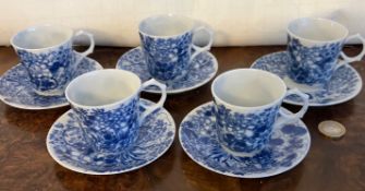 FIVE JAPANESE CUPS AND SAUCERS
