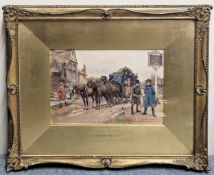J. Sanderson Wells R.I - Gilt Framed & Glazed Watercolour Depicting an Old English Horse & Cart