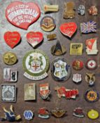 Quantity of Vintage and Other Enamelled Badges Inc. Butlins Pwllheli 1958, Russian Olympic Badge,
