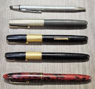 Five Various Waterman's Vintage Pens Inc. One With 14K Gold Nib all used unchecked