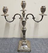 Large Hallmarked Silver Three Light Candelabra by Barker Ellis, Birmingham Assay, Dated 1975.