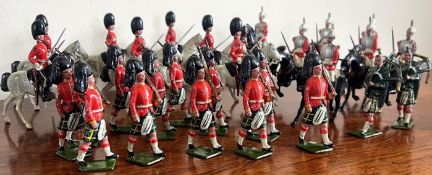 QUANTITY OF BRITAINS DIECAST LIFEGUARDS, SOLDIERS, ROYAL SCOTS GREYS, SCOTTISH HIGHLAND, GOOD