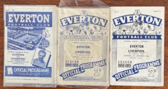 THREE EVERTON FOOTBALL PROGRAMMES, 1948, 1949, 1950