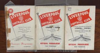 LIVERPOOL vs EVERTON FOOTBALL PROGRAMMES- 28th OCTOBER 1959, 5th MAY 1959, 30th OCTOBER 1957, ALL