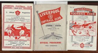 LIVERPOOL vs EVERTON FOOTBALL PROGRAMMES- 20th JANUARY 1951, 29th APRIL 1953, 5th MAY 1959
