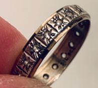 SILVER 9ct GOLD PLATED ETERNITY RING SET WITH WHITE STONE BRILLIANTS, SIZE P+ AND TOTAL WEIGHT