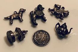 SILVER COLOURED ANTIQUE CHARMS, WEIGHT APPROX 14.61g; SILVER COLOURED ANTIQUE CHARM WITH GLASS,