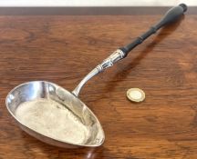 EARLY SILVER COLOURED PUNCH LADLE, HALLMARKED, APPROX 40cm LENGTH AND 152g TOTAL WEIGHT