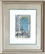 EILEEN GREENWOOD, ETCHING, TEMPTATION IN TUNIS, 59/250, GLAZED, APPROX 22 x 17cm