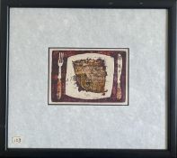 OLGA SIMONOVA (RUSSIAN), ETCHING, FISH, GLAZED, APPROX 7 x 10cm