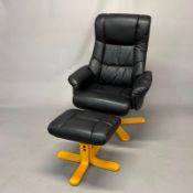 FAUX LEATHER SWIVEL ARMCHAIR.