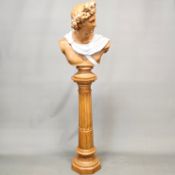 LARGE CERAMIC BUST ON STAND.