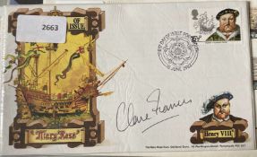 Novelist Clare Francis signed Henry VIII Mary Rose FDC. Henry VII/Mary Rose Stamp and Portsmouth
