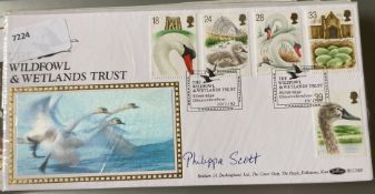 Conservationist Philippa Scott signed Benham 1993 The Wildfowl and Wetlands Trust FDC. Set of 5 Swan