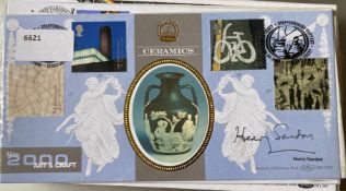 Author Henry Sandon signed Benham May 2000 Millenium Collection Ceramics FDC. Set of 4 Millenium