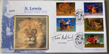 Actor Joss Ackland signed Benham 1998 C.S. Lewis Centenary FDC. Set of 5 CS Lewis creations stamps