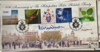 Actor Michael Winner signed 50th ann of The Metropolitan Police Philatelic Society FDC. Set of 4