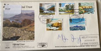 Author Melvin Bragg signed Benham 1981 The National Trust Ashness Bridge FDC. Set of 5 National