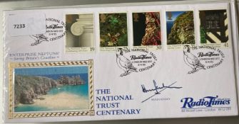 Journalist Hugh Scully signed Radio Times The National Trust Centenary FDC. Set of 5 National