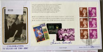 TV Presenter Frank Bough signed Benham 1997 Celebrating 75 Years of the BBC FDC. Set of 6 stamps and