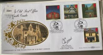 Sub Post Master G Groom signed Benham 1997 The Old Post Office Castle Combe FDC. Set of 4 classic