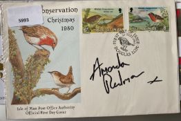 Actress Amanda Redman signed Wildlife Conservation Christmas 1980 FDC. Set of 2 Isle of Man