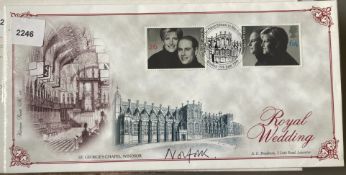 Duke of Norfolk signed A.G. Bradbury 1999 Royal Wedding FDC. Set of 2 Edward and Sophie Stamps and