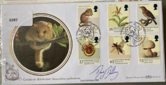 Botanist David Bellamy OBE signed Benham 1998 Nature Endangered Species Common Dormouse FDC. Set